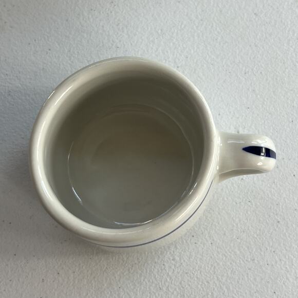 Tepco USA Restaurant Ware Mug X 5 Porcelain Ivory Blue Stripe Stackable Vtg MCM - Picture 4 of 7